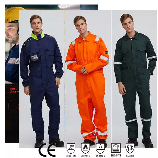 Custom high standard ESD flame resistant industrial protective work uniform for welding oil gas chemical industry