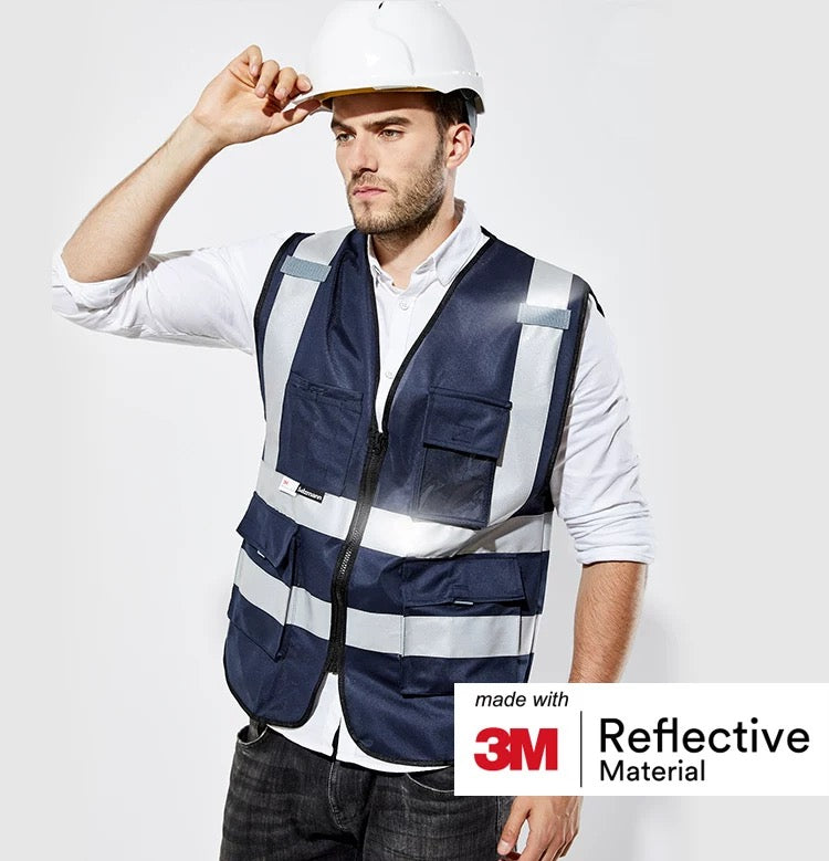 Custom bulk high visibility reflective safety work vest with logo