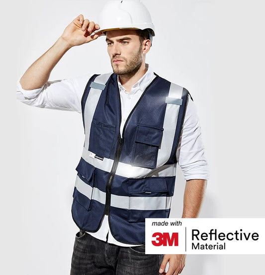 Custom bulk high visibility reflective safety work vest with logo