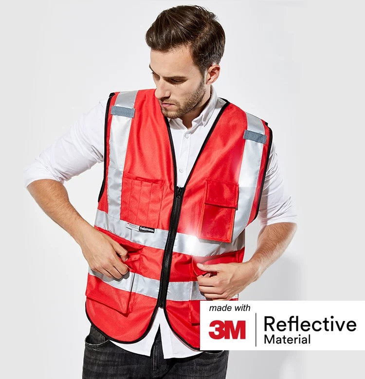 Custom bulk high visibility reflective safety work vest with logo