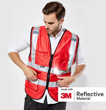 Custom bulk high visibility reflective safety work vest with logo
