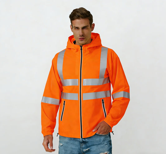 Custom single & double layer high visibility waterproof reflective work jacket, factory wholesale outdoor industrial safety rain workwear
