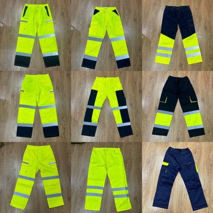 Custom High Visibility Work Pants for Construction Safety, Durable Bulk Safety Trousers with Reflective Strips, Yellow/Orange/Navy Colors