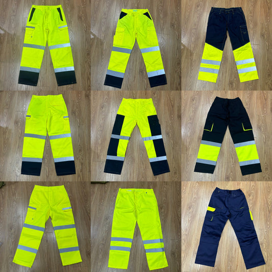 Custom High Visibility Work Pants for Construction Safety, Durable Bulk Safety Trousers with Reflective Strips, Yellow/Orange/Navy Colors