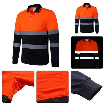 Custom high visibility reflective safety polo shirt, factory wholesale bulk industrial work uniform with custom logo embroidery printing
