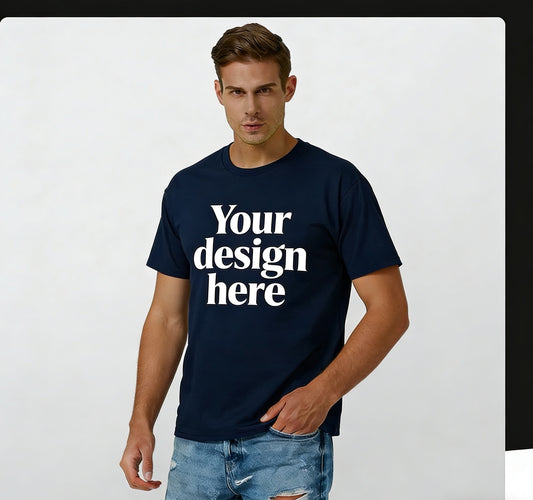 Custom black cotton workwear t-shirt, blank template for corporate logo printing
