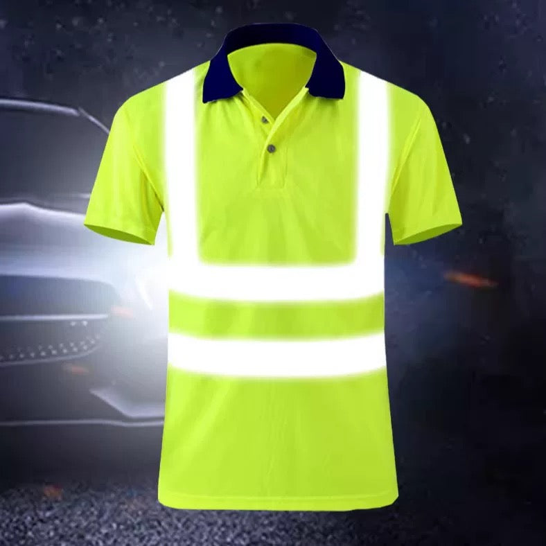 Custom high visibility reflective safety polo shirt, factory wholesale bulk industrial work uniform with custom logo embroidery printing