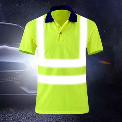 Custom high visibility reflective safety polo shirt, factory wholesale bulk industrial work uniform with custom logo embroidery printing