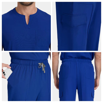 Soft stretch anti-wrinkle fabric custom medical scrubs with logo embroidery